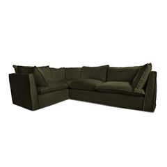 Coco 2 x 3 seater sofa with Knife Edge Cushion in Khaki Linen - Made to Order