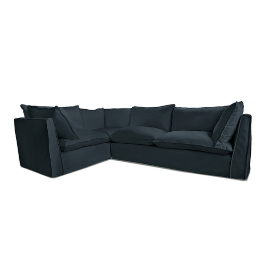 Coco 2 x 3 seater sofa with Knife Edge Cushion in Midnight Linen - Made to Order