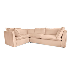 Coco 2 x 3 seater sofa Self Piped Knife Edge cushion in Cotton Linen Rosedale - Made to Order