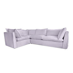 Coco 2 x 3 seater sofa Self Piped Knife Edge cushion in Cotton Linen Sea Salt - Made to Order