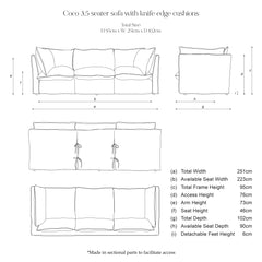 Coco 3.5 seater sofa with Self Piped Knife Edge cushion in Stripes Dandelion - Made to Order