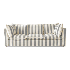 Coco 3.5 seater sofa with Self Piped Knife Edge cushion in Stripes Garden Grey - Available for quick ship