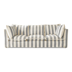Coco 3.5 seater sofa with Self Piped Knife Edge cushion in Stripes Garden Grey - Delivery before Christmas