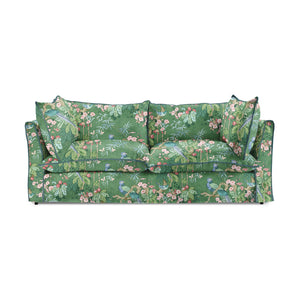 Coco 3 seater sofa with Knife Edge cushion in Juniper with Blue Lagoon Velvet Trim - Made to Order