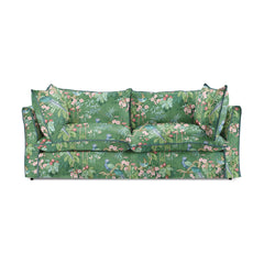 Coco 3 seater sofa with Knife Edge cushion in Juniper with Blue Lagoon Velvet Trim - Made to Order