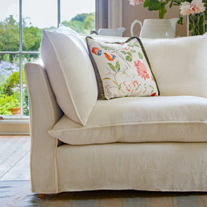 Coco 3 seater sofa with Self Piped Knife Edge cushion in Designers Guild Brera Lino Chalk - Made to order