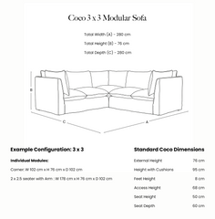 Coco 3x3 Modular Sofa in Customer's Own Material - Made to Order