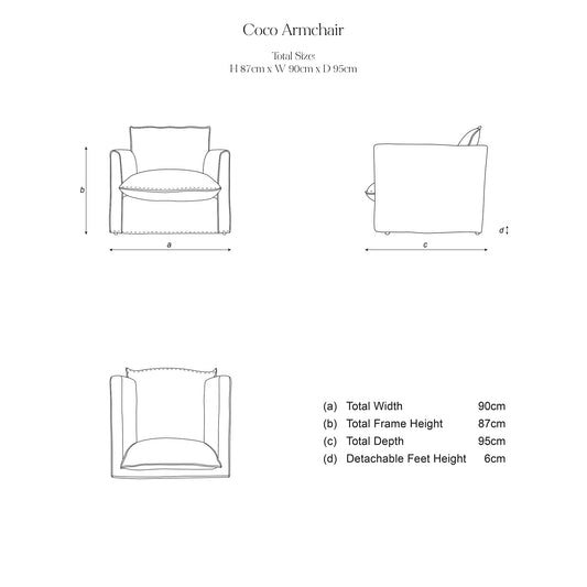 Coco Chair with Knife Edge Cushion in Cayenne Linen - Made to Order