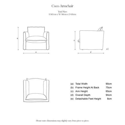 Coco Chair with Self Piped Knife Edge cushion in GP & J Baker Magnolia Cream Blue - Made To Order
