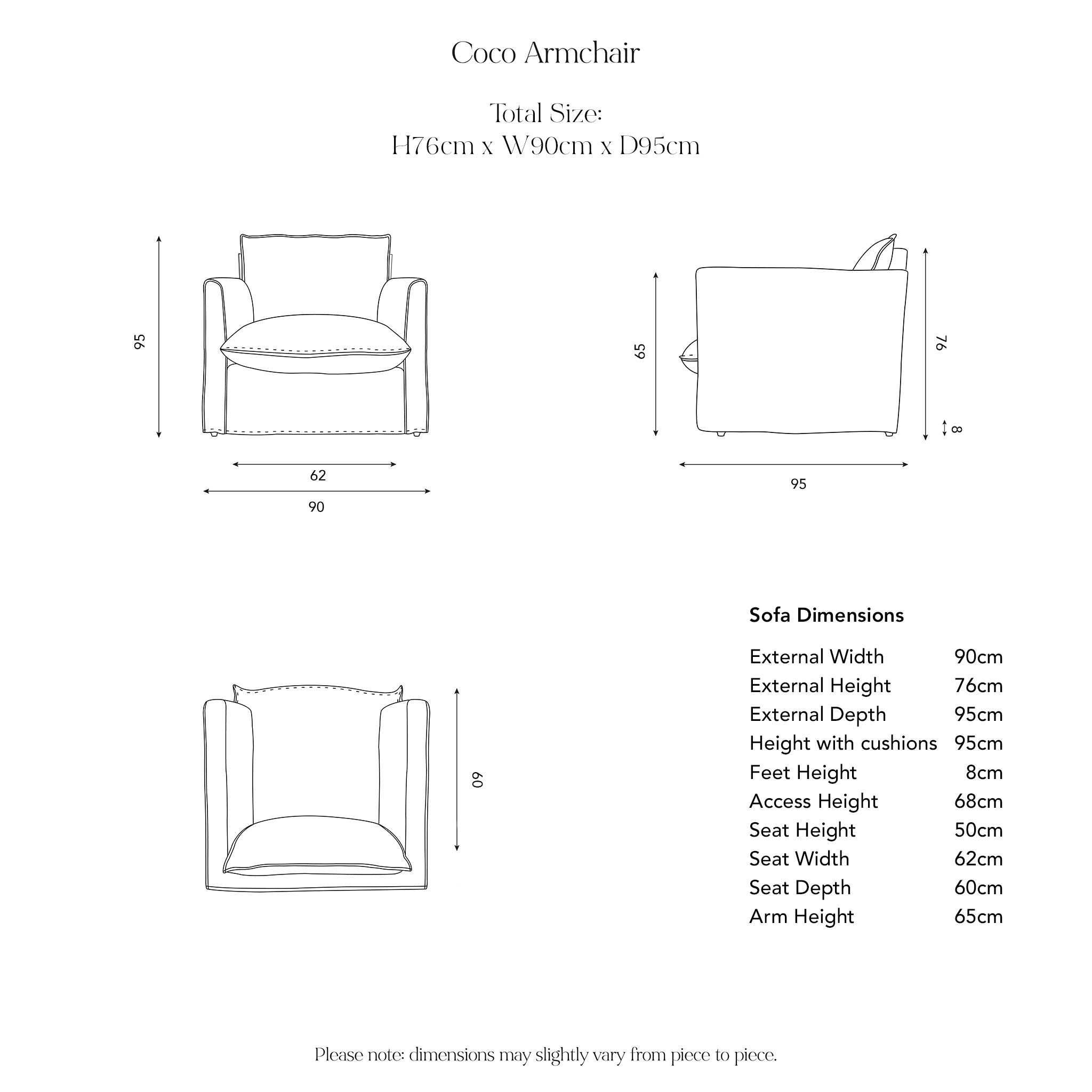 Coco Armchair dimensions