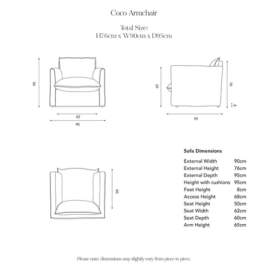 Coco Armchair dimensions