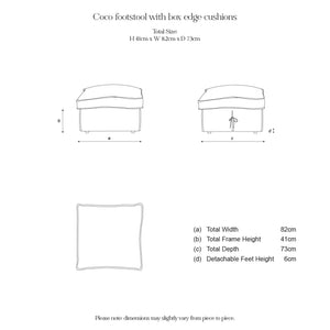 Coco Footstool with Self Piped Box Edge cushion in Cotton Linen Snow Drop - Cover Only