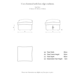 Coco Footstool with Self Piped Box Edge cushion in Dedar Belomondo Corallo - Made to order