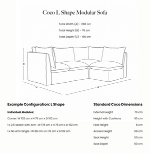 Coco L-Shaped Sofa in Customer's Own Material - Made to Order