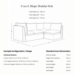 Coco L-Shaped Sofa in Customer's Own Material - Made to Order