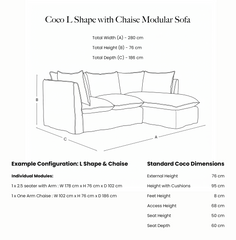 Coco L-Shaped Sofa with Chaise in Customer's Own Material - Made to Order