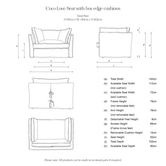 Coco Loveseat with Self Piped Box Edge cushion in Dedar Belomondo Corallo - Made to Order