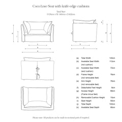 Coco Loveseat with Contrast Piped Knife Edge cushion in GP & J Baker Magnolia Cream Blue - Made to Order