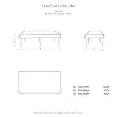 Coco Small Coffee Table Self Piped in Stripes Garden Grey - Made to Order