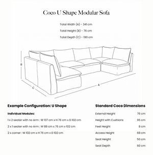 Coco U-Shape Modular Sofa in Customer's Own Material - Made to Order