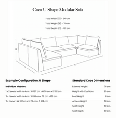 Coco U-Shape Modular Sofa in Customer's Own Material - Made to Order