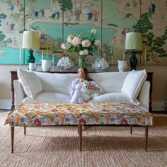 Coco Large Coffee Table in GPJ Magnolia Cream Blue - Made to Order