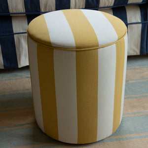 Drum Footstool in Stripes Dandelion - Made to Order