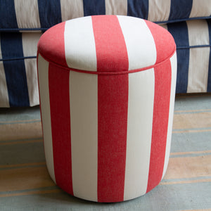 Drum Footstool in Stripes Petunia - Made to Order