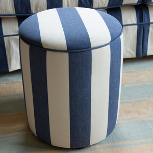 Drum Footstool in Stripes Sea Holly - Made to Order