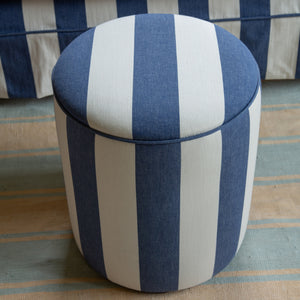 Drum Footstool in Stripes Sea Holly - Made to Order