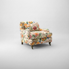 Felix Armchair with Fixed Back in Magnolia Cream Blue