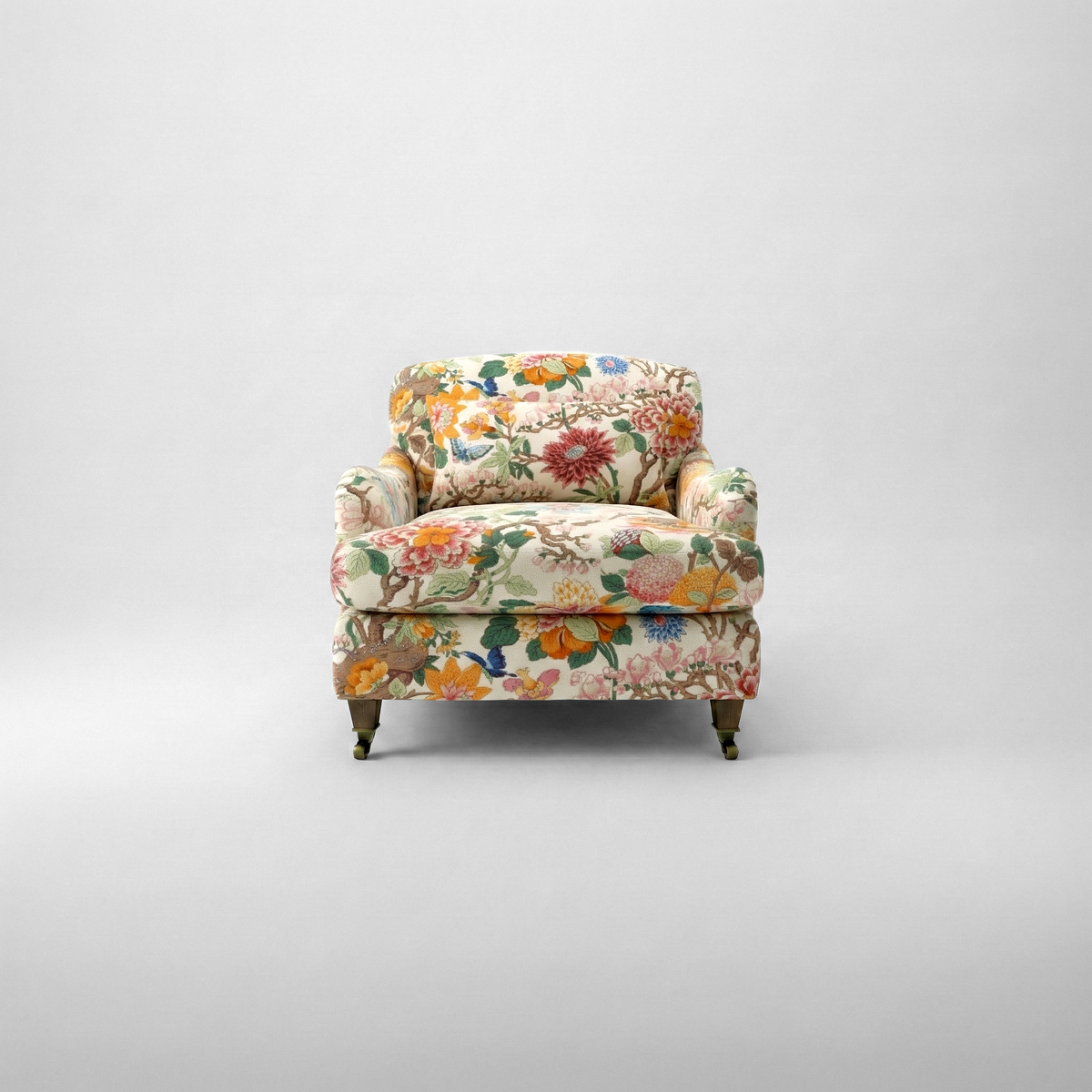 Felix Armchair with Fixed Back in Magnolia Cream Blue