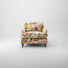 Felix Armchair with Fixed Back in Magnolia Cream Blue