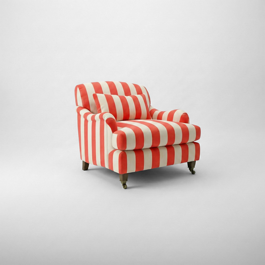 Felix Armchair with Fixed Back in Petunia Stripes