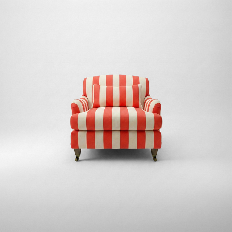 Felix Armchair with Fixed Back in Petunia Stripes