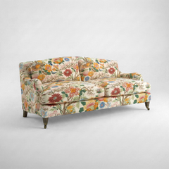 Felix 3 seater sofa in Magnolia Cream Blue with Velvet Trim