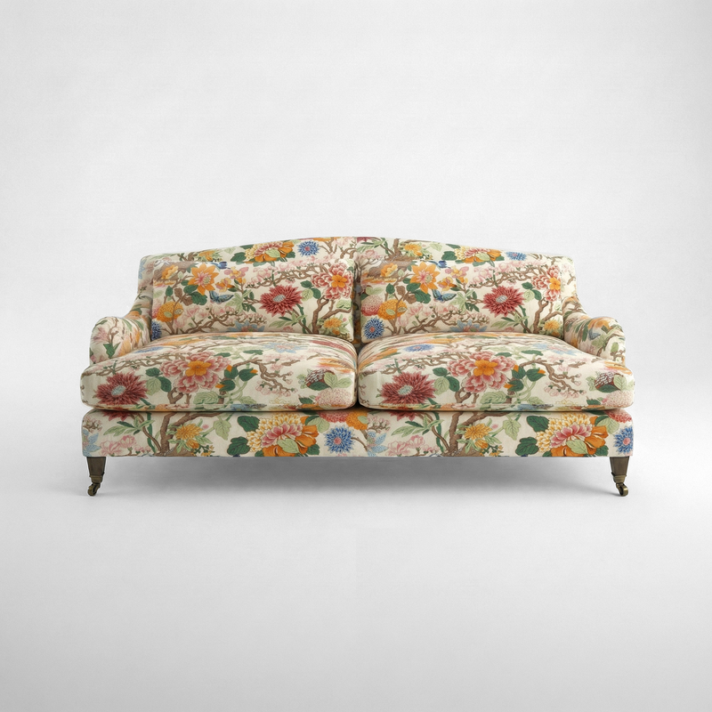 Felix 3 seater sofa in Magnolia Cream Blue with Velvet Trim