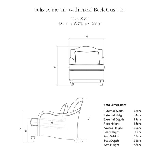 Felix Loose Cover Armchair with Box Edge Cushion in Customer's Own Material - Made to Order