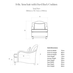 Felix Armchair with Fixed Back in Petunia Stripes