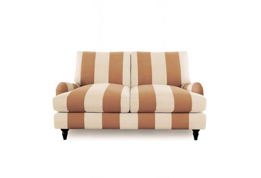 Felix 2 Seater Sofa with Loose Back Cushion in Caramel Stripe