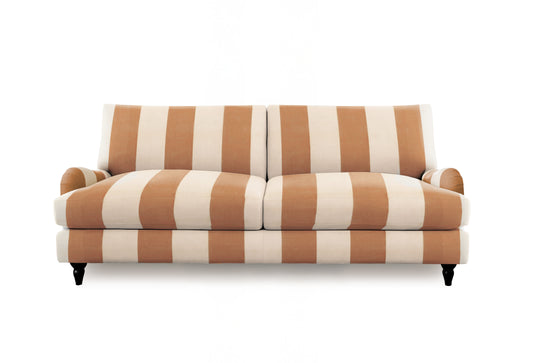 Isobel 4 Seater Sofa with Big Back Cushion in Caramel Stripe