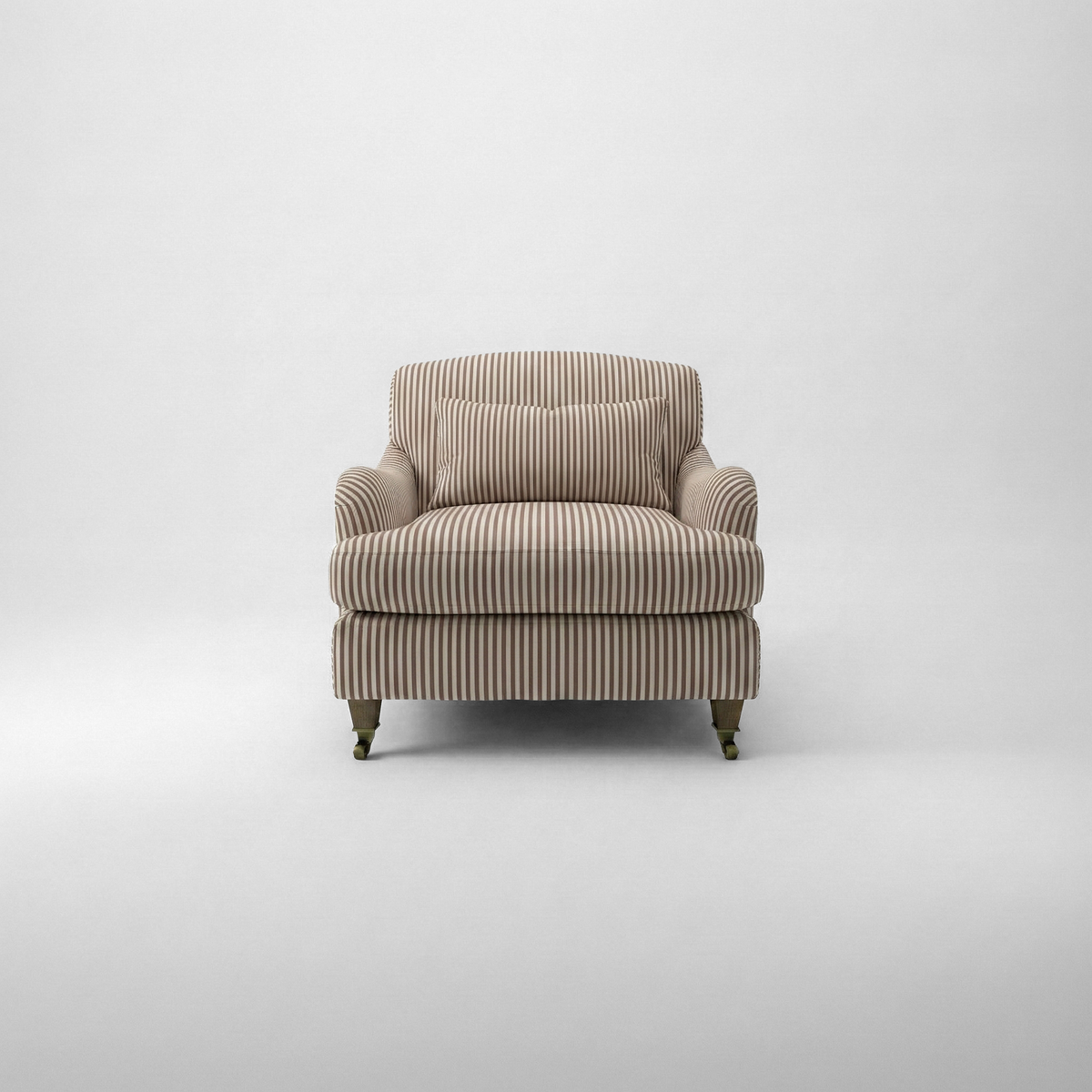 Felix Fixed  Cover Armchair in Narrow Chocolate Stripes