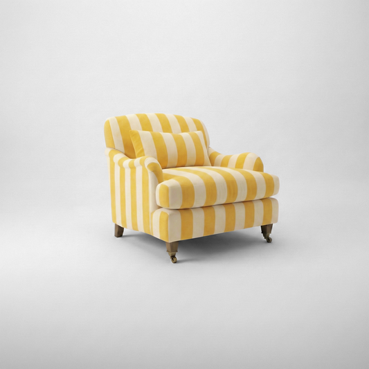 Felix Armchair with Fixed Back in Dandelion Stripes