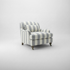 Felix Armchair with Fixed Back in Garden Grey Stripes