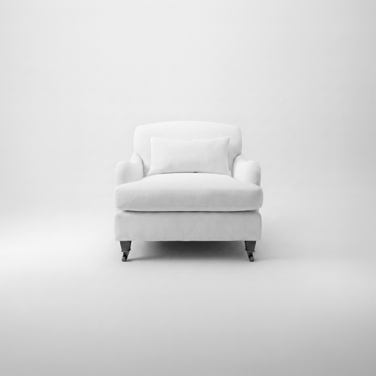 Felix Armchair with Fixed Back in Cotton Linen Snowdrop