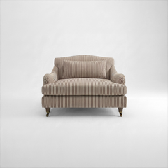 Felix Loveseat in Narrow Chocolate Stripes
