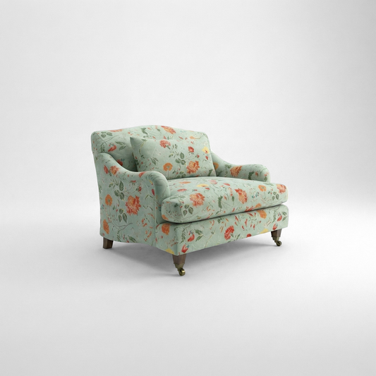 Felix Loveseat in Natural Linen Wildwood Duck Egg