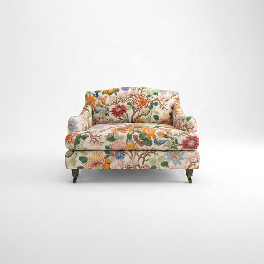 Felix Loveseat in Magnolia Cream Blue with Velvet Trim