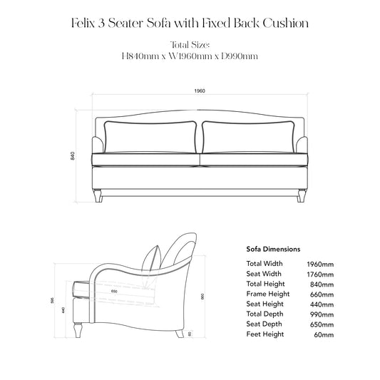 Felix 3 seater sofa in Petunia Stripes