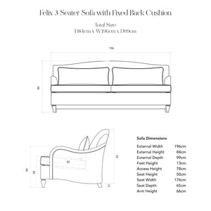 Felix LC 3 Seater dimensions
